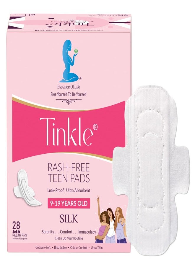 Tinkle Silk Teen Sanitary Pads for Teenage Girls | Age 10-15 | Cottony Soft, Organic | Small/Regular Size, Pack of 28 | First Period, for All Flow Types | Rash-Free, Leak-Proof | Super Absorbent - Image 1